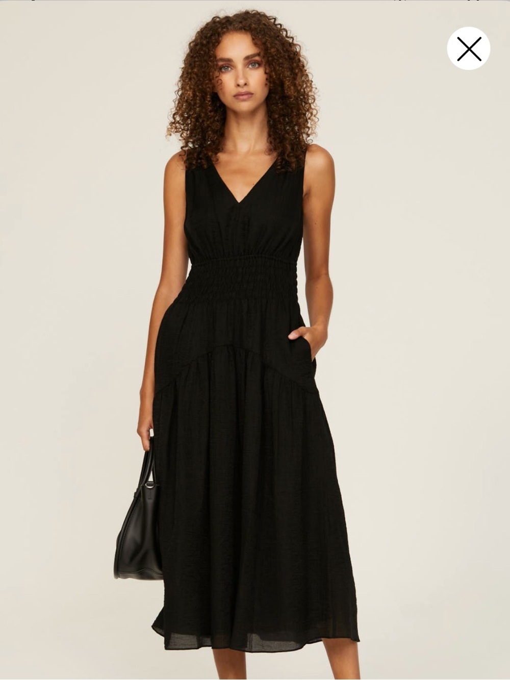 Vince black smocked midi dress sz. S